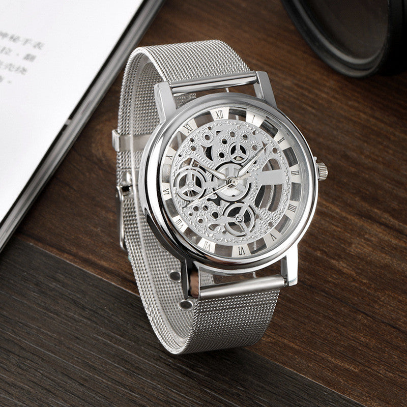 Men's Transparent Cutout Roman Mesh Quartz Watch