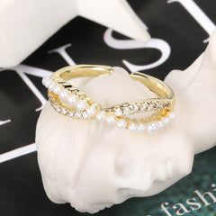 Pearl Temperament Female Cross Index Finger Ring