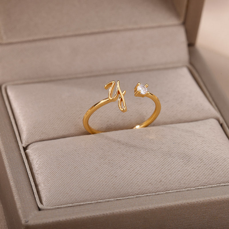 Letters Ring 26 Letters AZ Gold 18K Gold Plated Ring