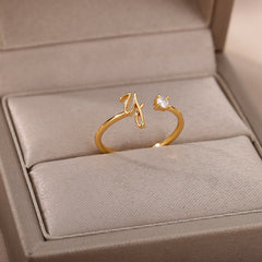 Letters Ring 26 Letters AZ Gold 18K Gold Plated Ring