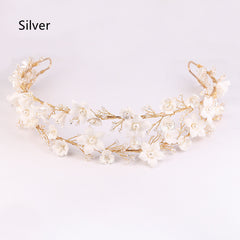 Women's Fashion Double White Ceramic Flower Crown Hair Accessories