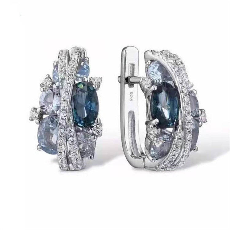 New European And American Retro Creative Hollow Zircon Earrings Ring