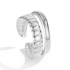 European And American Hip-hop Stainless Steel Hollow Double Layer Ring