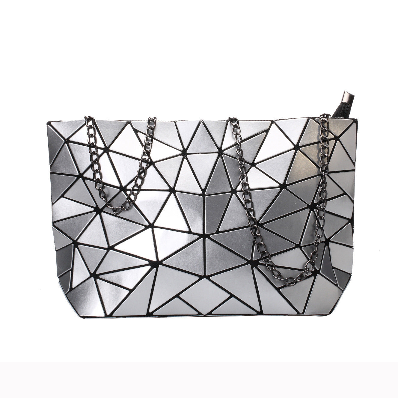 PU Geometric Diamond Lattice Single Shoulder Chain Bag For Women