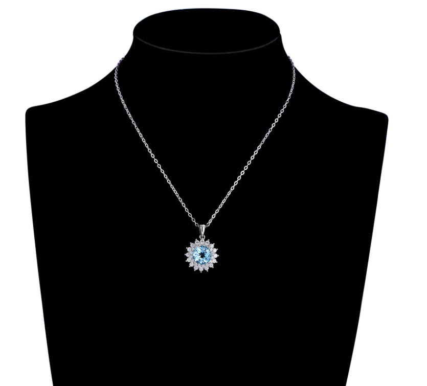 S925 Silver Natural Topaz Necklace Female