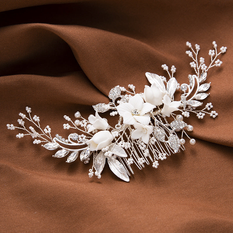 Bridal Headwear Accessories Ceramic Flower Hair Comb