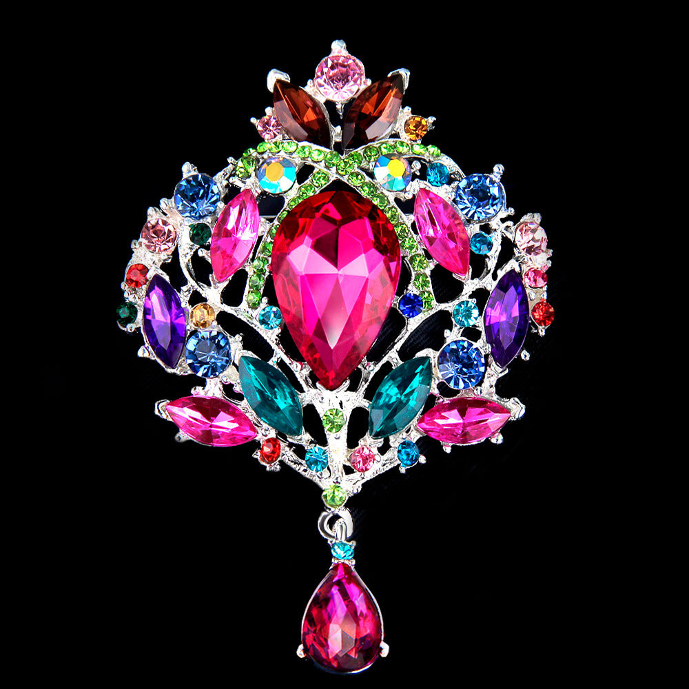 Fashion Rhinestone Alloy Crown Glass Corsage