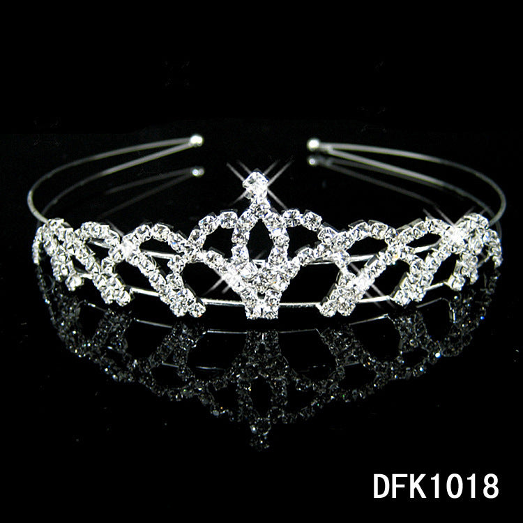 Korean Style Bridal Crown Headdress Diamond Alloy Women's Hair Band Accessories Girls Children Diamond Jewelry Wholesale