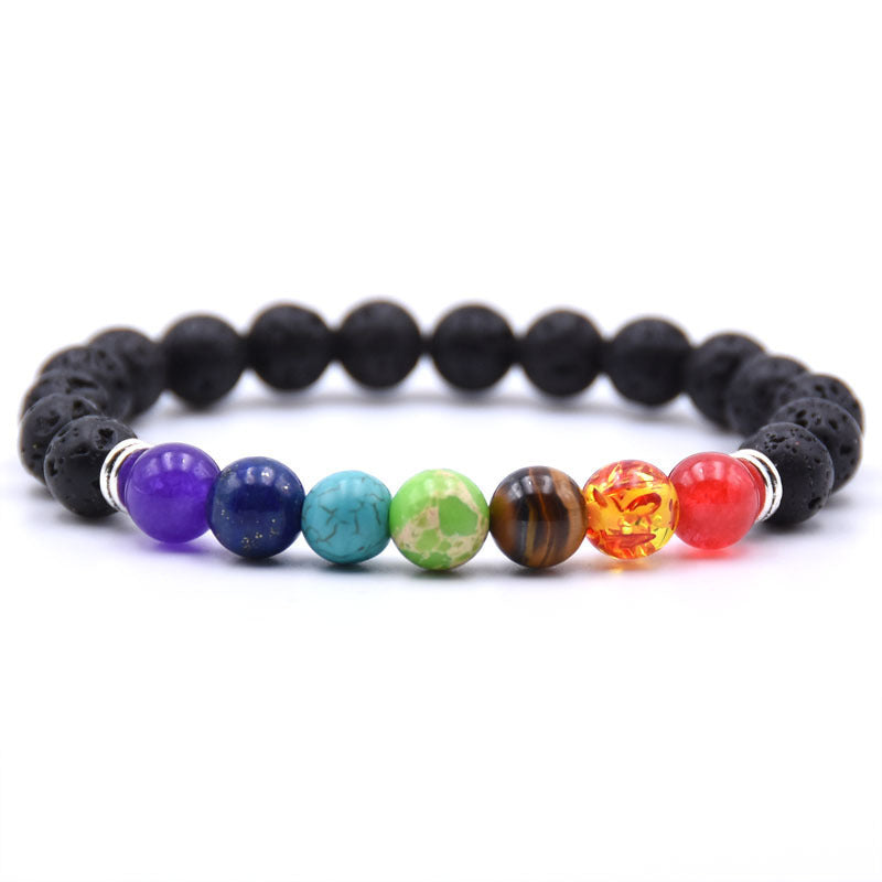 Chakra Charms Lava Rock Bracelets For Men Women Essential