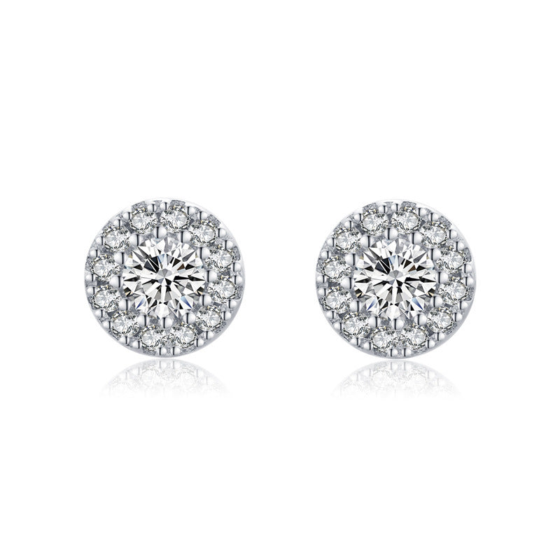 S925 Silver Hypoallergenic Full Diamond Round Earrings