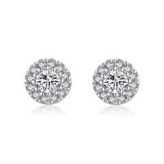 S925 Silver Hypoallergenic Full Diamond Round Earrings