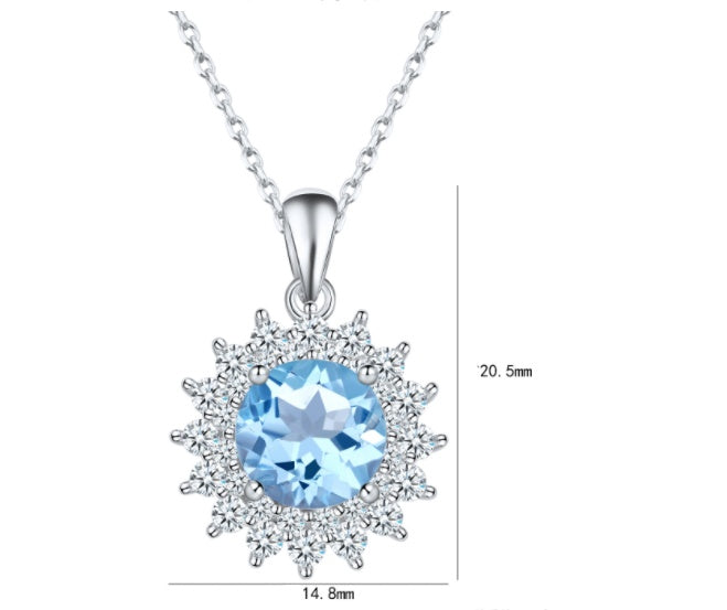 S925 Silver Natural Topaz Necklace Female