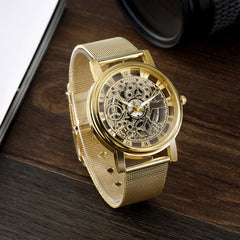 Men's Transparent Cutout Roman Mesh Quartz Watch