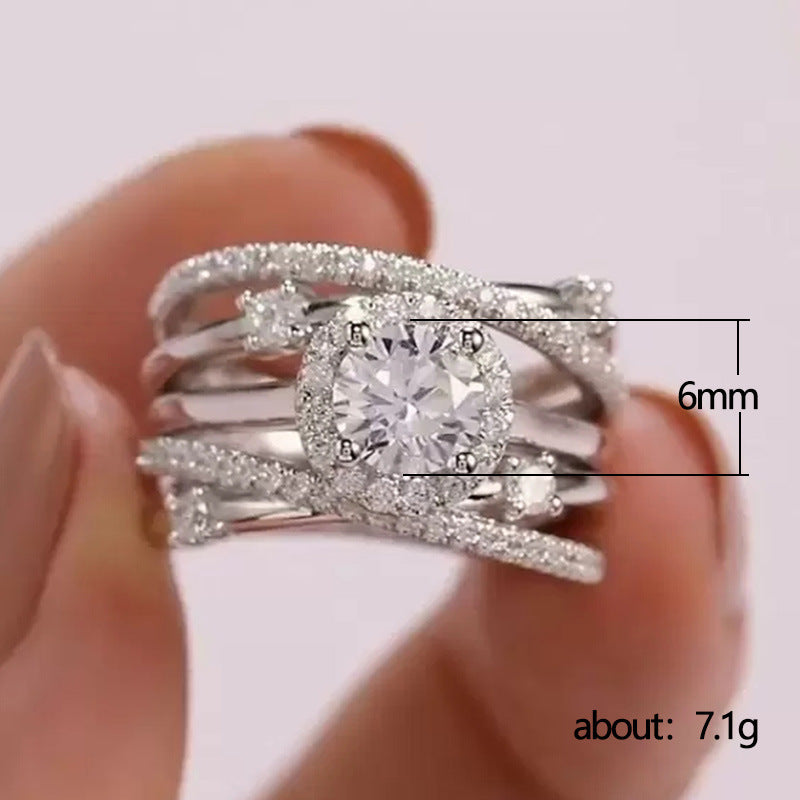 Women's Fashion Multi-loop Winding Inset Zircon Ring