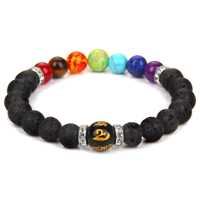 Natural Volcanic Stone Bracelet Seven Chakra Yoga Energy