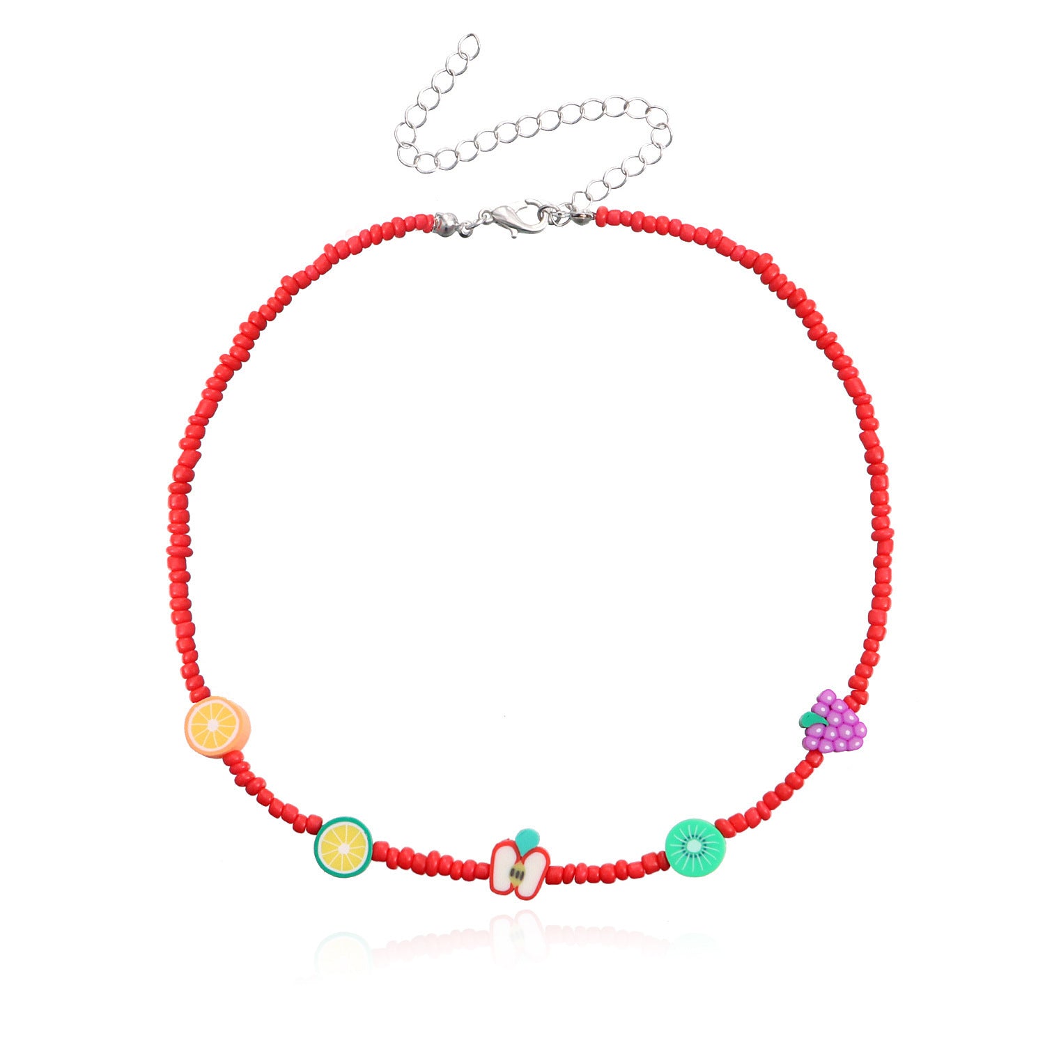 Personalized Colorful Fruit Element Rice Bead Necklace For Women