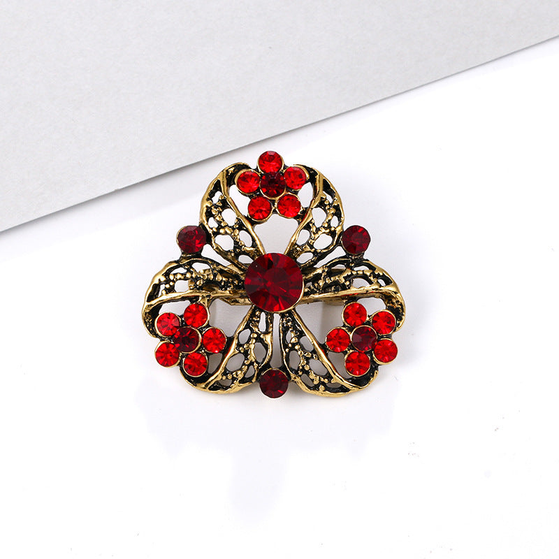 Alloy rhinestone small pin brooch costume