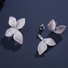 New European and American style earrings four-leaf clover flower diamond luxury earrings factory direct