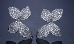 New European and American style earrings four-leaf clover flower diamond luxury earrings factory direct