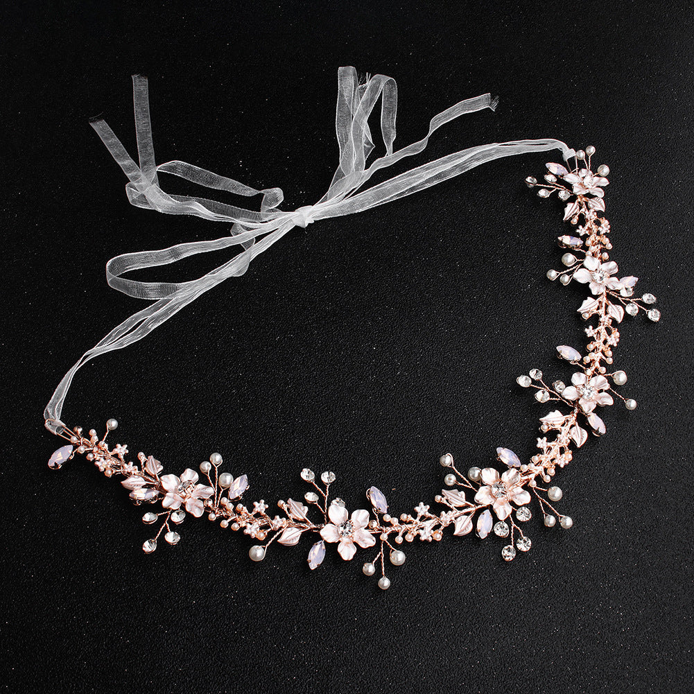 Rhinestone alloy pearl bridal headband