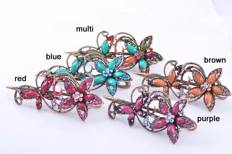 Chinese style retro resin butterfly dish hair clip