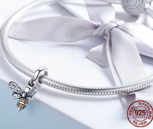 new simple bee story pendant 925 sterling silver bracelet beaded diy necklace jewelry accessories SCC821