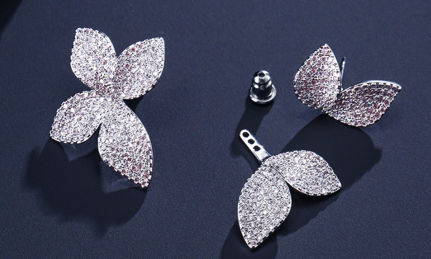 New European and American style earrings four-leaf clover flower diamond luxury earrings factory direct