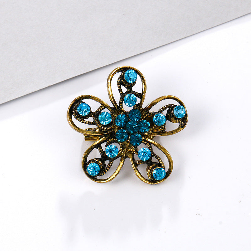 Alloy rhinestone small pin brooch costume