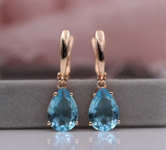 Moonstone color water drop zircon earrings