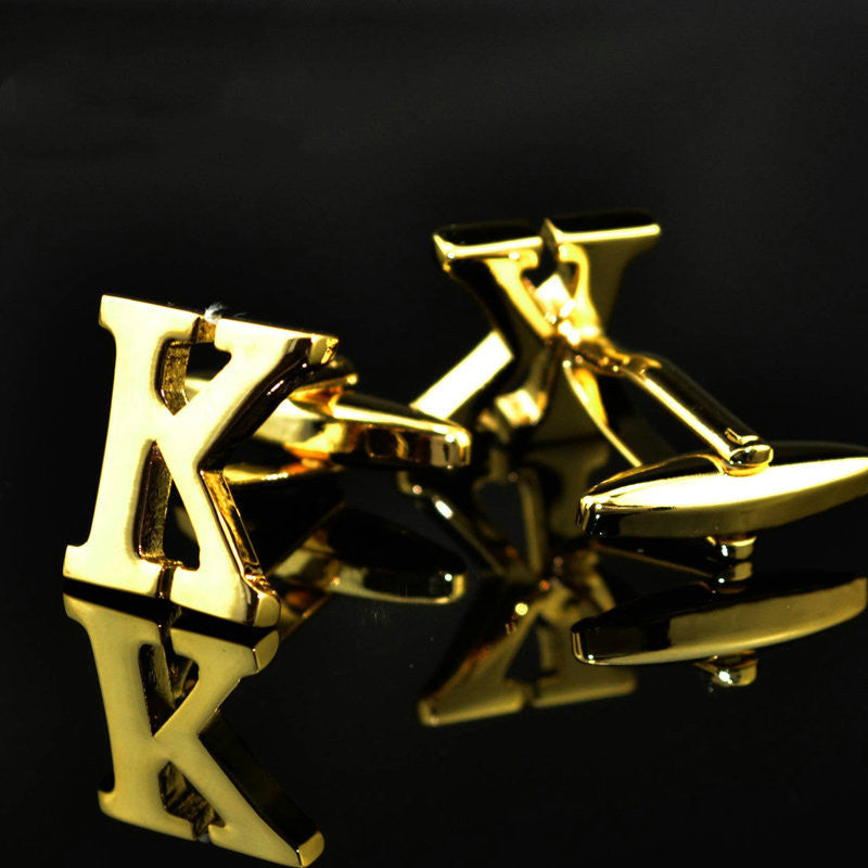 A-Z plated 14K gold letters cufflinks cufflinks