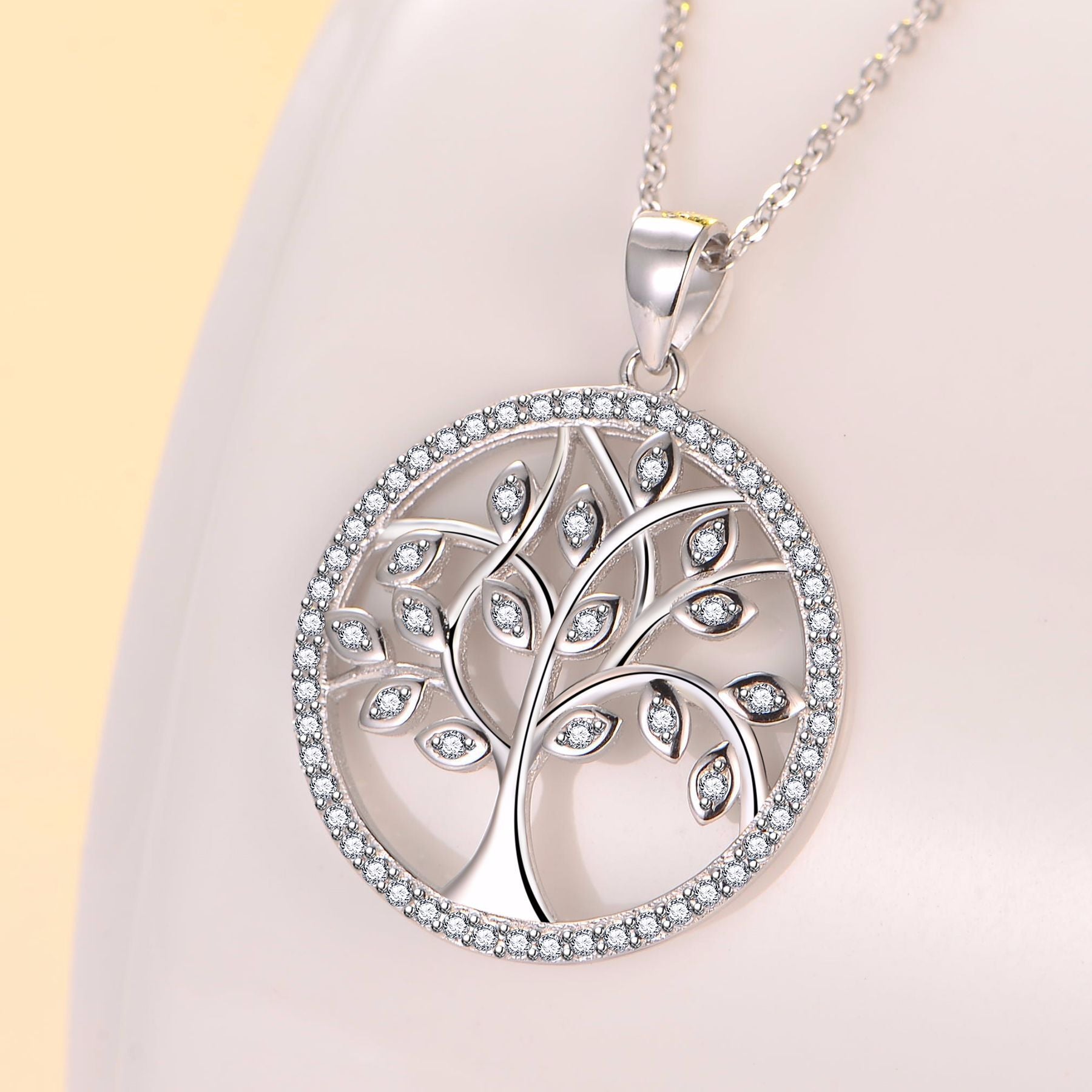 Tree of life pendant simple inlaid with zircon