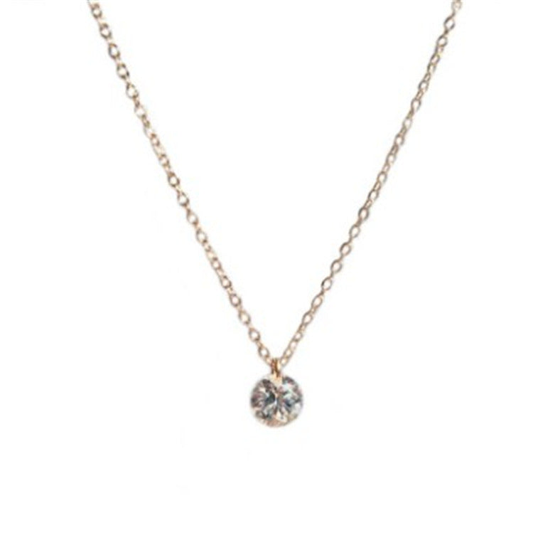 Single zircon and diamond necklace