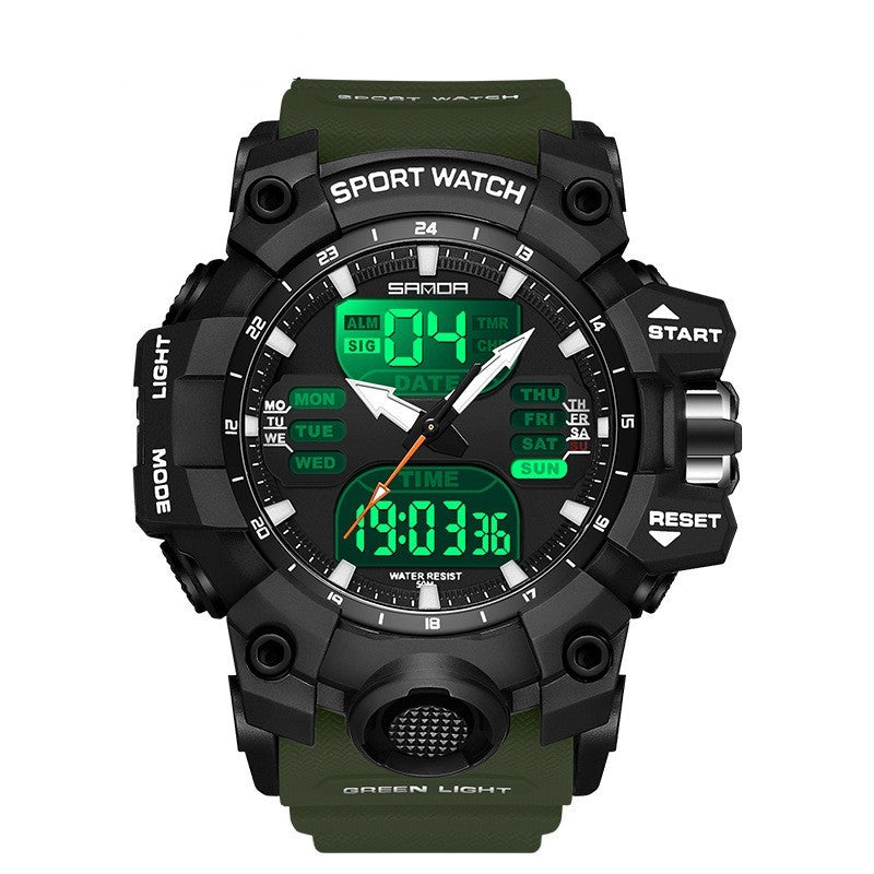 Sanda Green Light Photoelectric Alarm Clock Multifunctional Waterproof Shockproof Transparent Watch