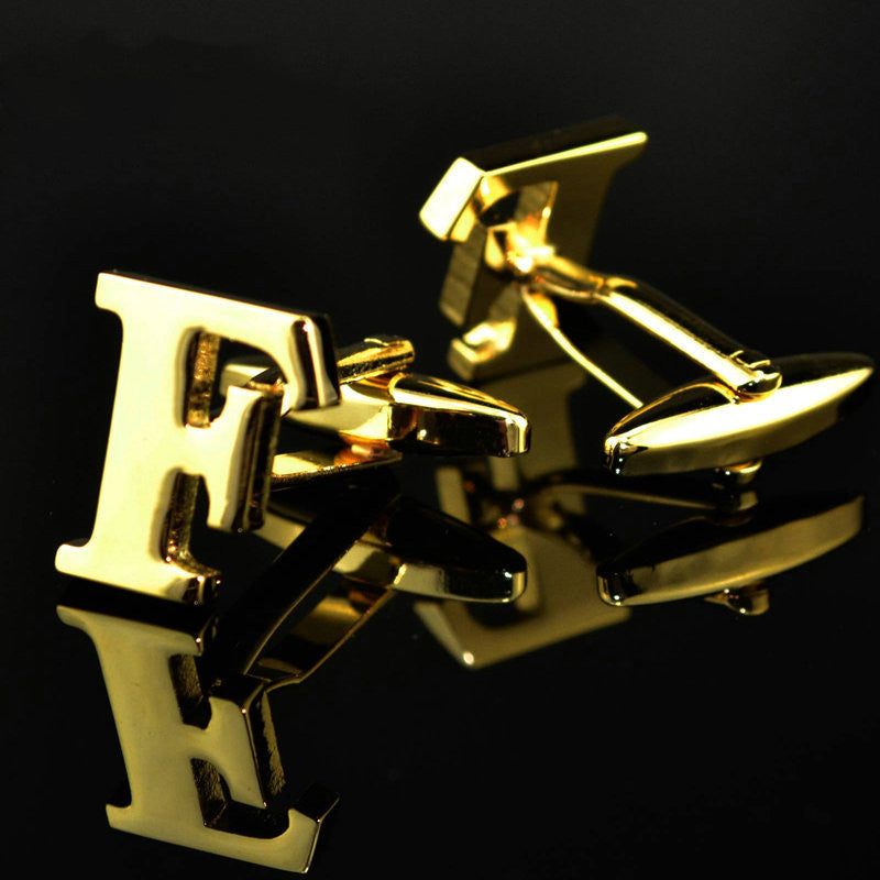 A-Z plated 14K gold letters cufflinks cufflinks