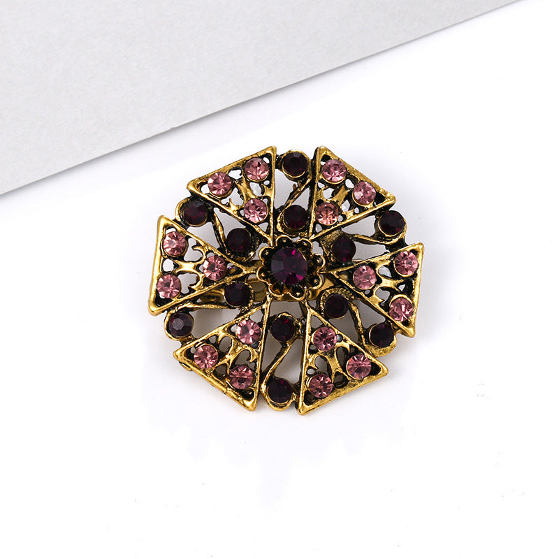 Alloy rhinestone small pin brooch costume