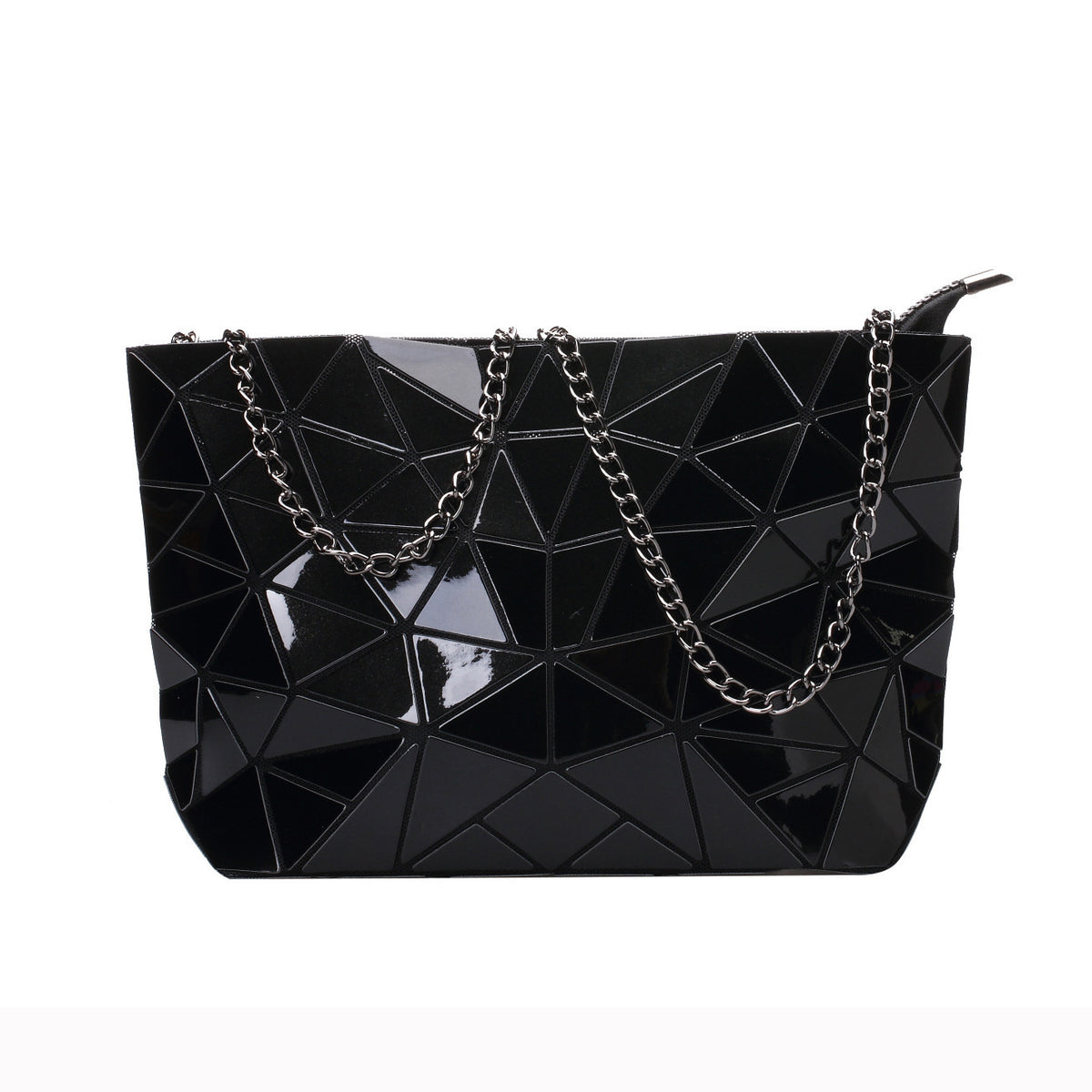 PU Geometric Diamond Lattice Single Shoulder Chain Bag For Women