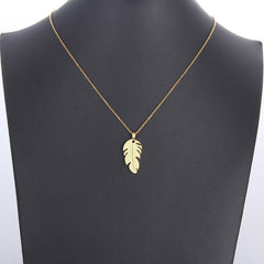 Stainless steel feather necklace