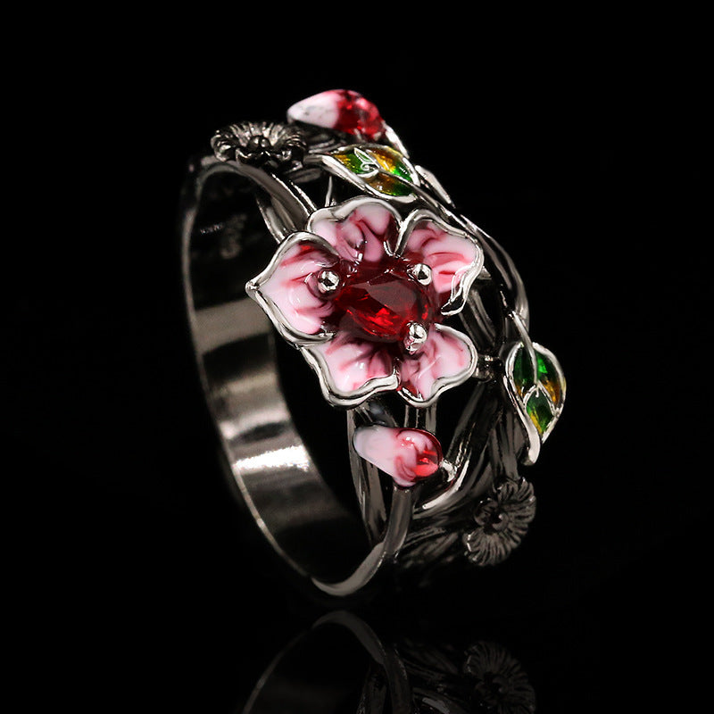 girls product  women accessories  women product  trendy jewelry  jewelry  Black Gold Plated Two-tone Flower Ring Female  women products  Rings  silver  Flower  ellexo shop  girls accessories