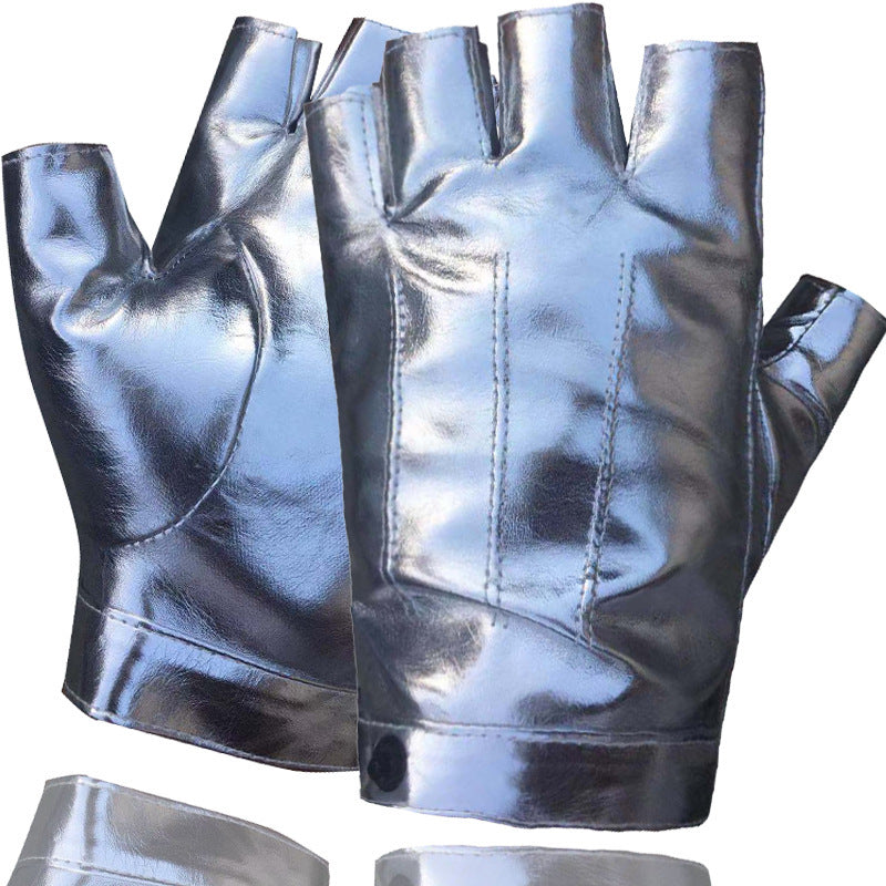 Men's Three-band Leather Half-finger Gloves