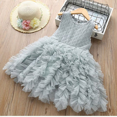 Autumn And Winter Explosions Hollow Children's Skirt Lace Long-sleeved Girls White Princess Dress Irregular Dress