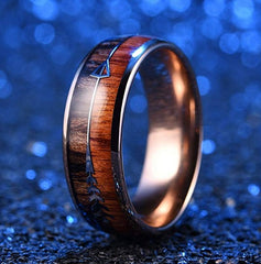 Trendy Fashion Rose Gold Arrow Wood Grain Ring