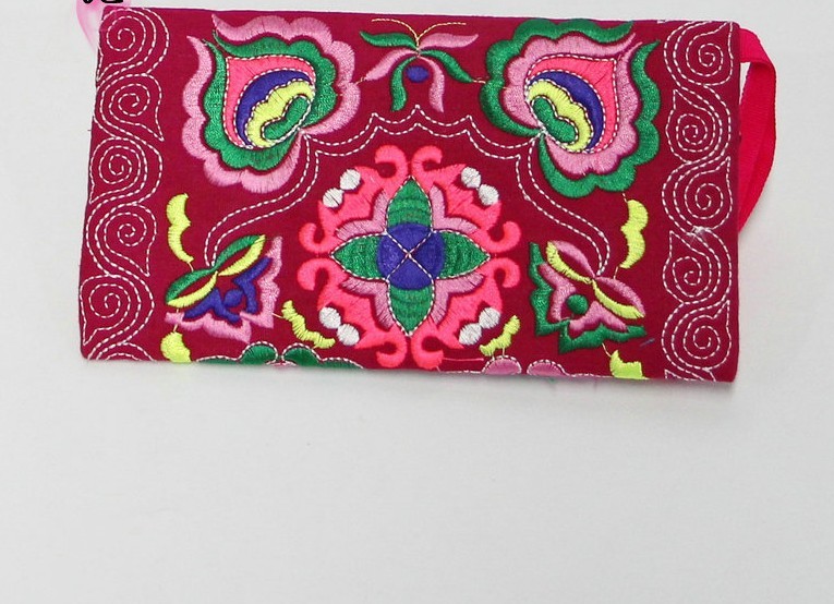 Women Ethnic Handmade Embroidered Wristlet Clutch Bag Vintage Purse Wallet