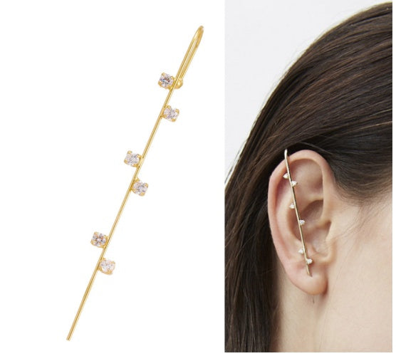 Bronze And Diamond-plated Real Gold Pierced Women's Lightning Earrings