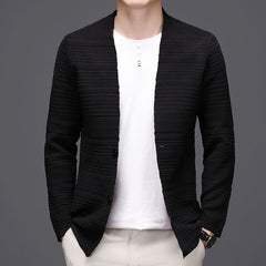 Loose Knit Sweater Jacket With A Suit Over The Lapel