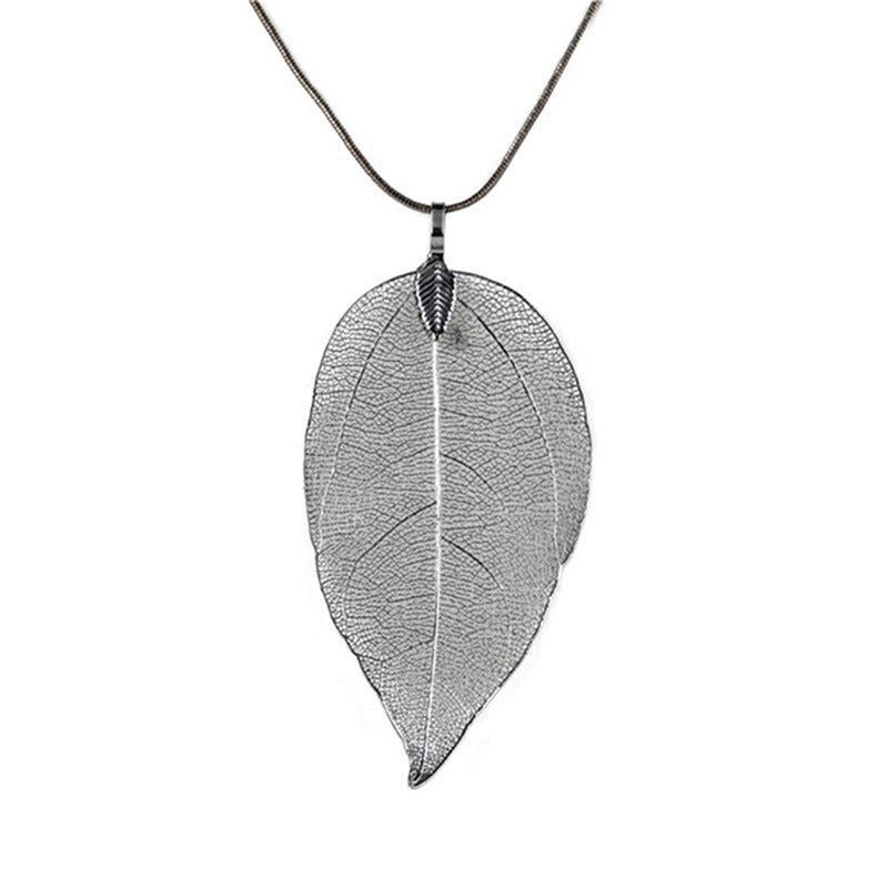 Personalized Simple Leaf Sweater Chain Long Necklace