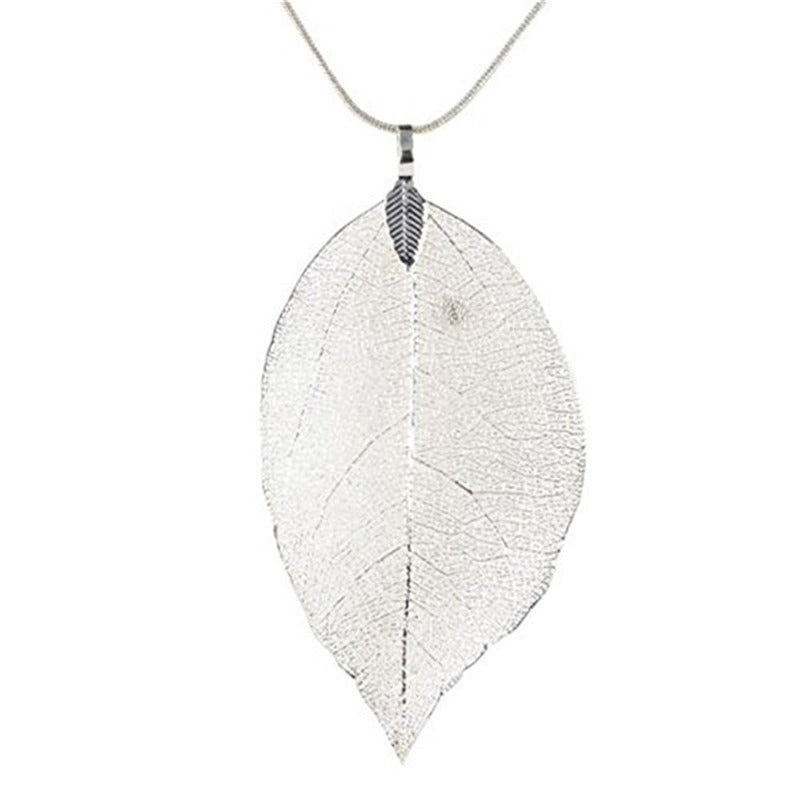 Personalized Simple Leaf Sweater Chain Long Necklace