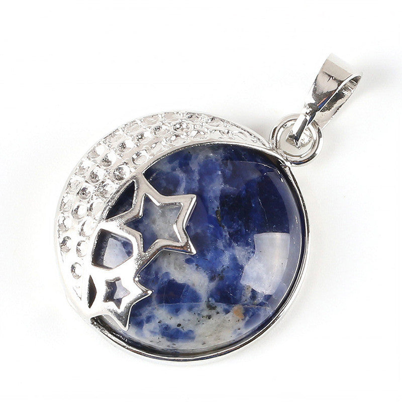 Bezel-Set Natural Semi-Precious Stone Pendant Hollow Back