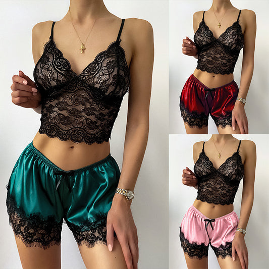 See-through sexy lace sling set