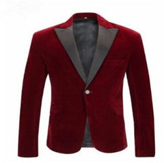 Velvet Burgundy Fashion Casual Suit Jacket