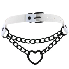 Women's Peach Heart Black Chain Collar Necklace